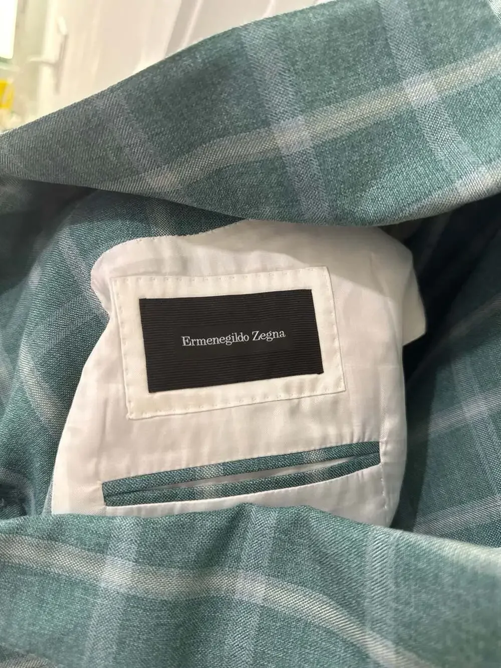 Ermenegildo Zegna Green Windowpane Plaid Sport Coat Blazer
